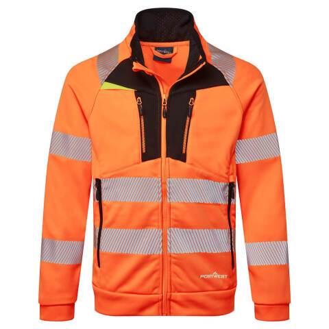 PORTWEST DX477 SWEAT ZIPPÉ À COL CHEMINÉE DX4 HI-VIS ORANGE/NOIR - TAILLE XXXL