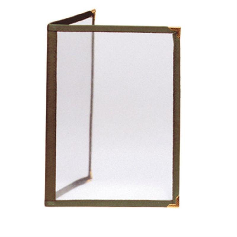 Protège menu 2 volets A4 PVC bordure vert_0