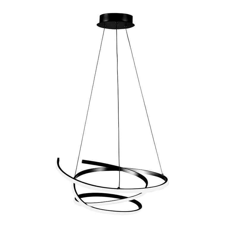 ROSSINI ILLUMINAZIONE Curvy - Suspension Led 45W 3000K Ip20 Avec Structure En Aluminium Finition Noir Mat, Design Sinueux Et Arrondi - Groupe Rossini_0