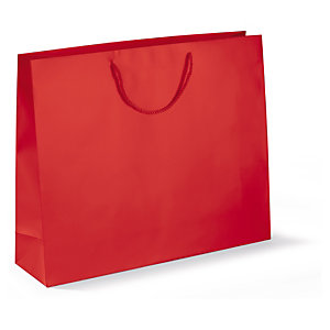 SAC PELLICULÉ MAT ROUGE À POIGNÉES CORDELIÈRES 55 X 45 X 15 CM