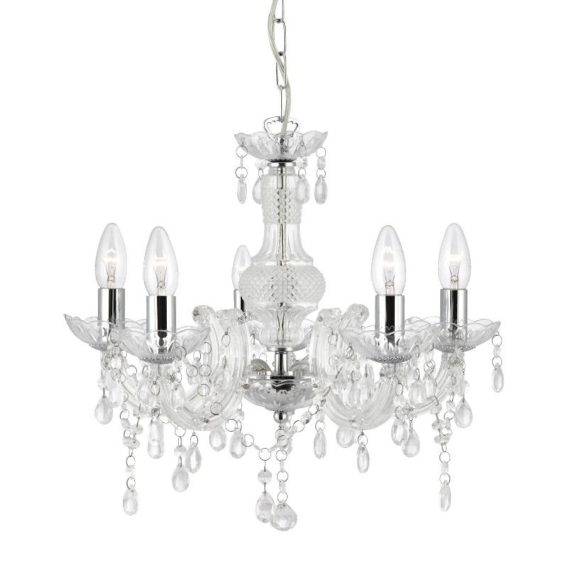 SEARCHLIGHT LUSTRE MARIE THERESE, TRANSPARENT, À 5 LAMPES