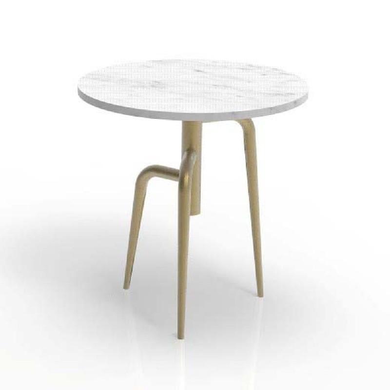 Table Minea white plateau en marbre Ø45 x 55cm_0
