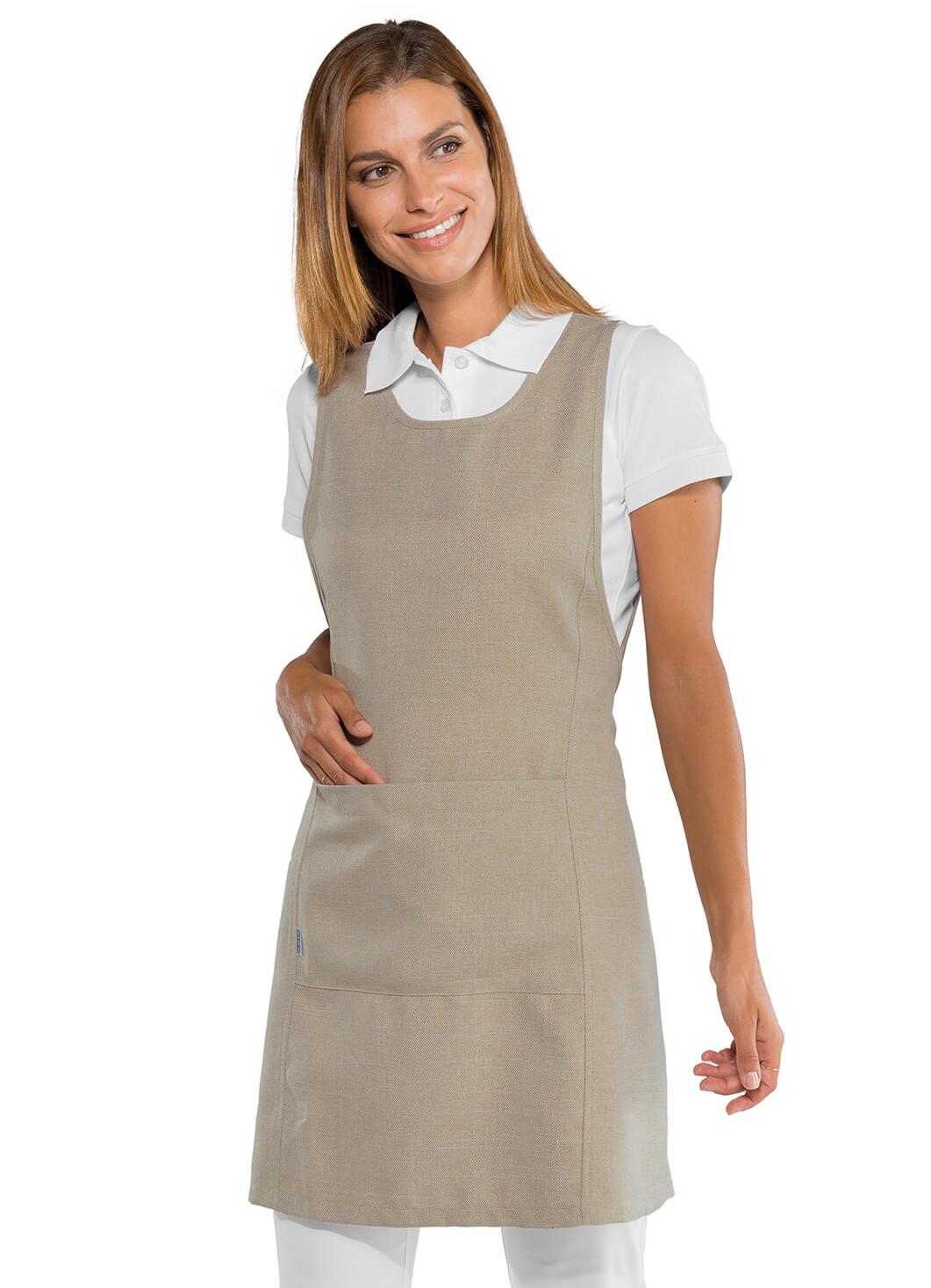 TABLIER DE TRAVAIL BEIGE POUR FEMME EN 100% POLYESTHER