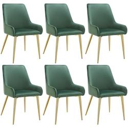 Tectake Lot 6 chaises rembourrées aspect velours forme ergonomique vert - 405507 - vert acier 405507_0