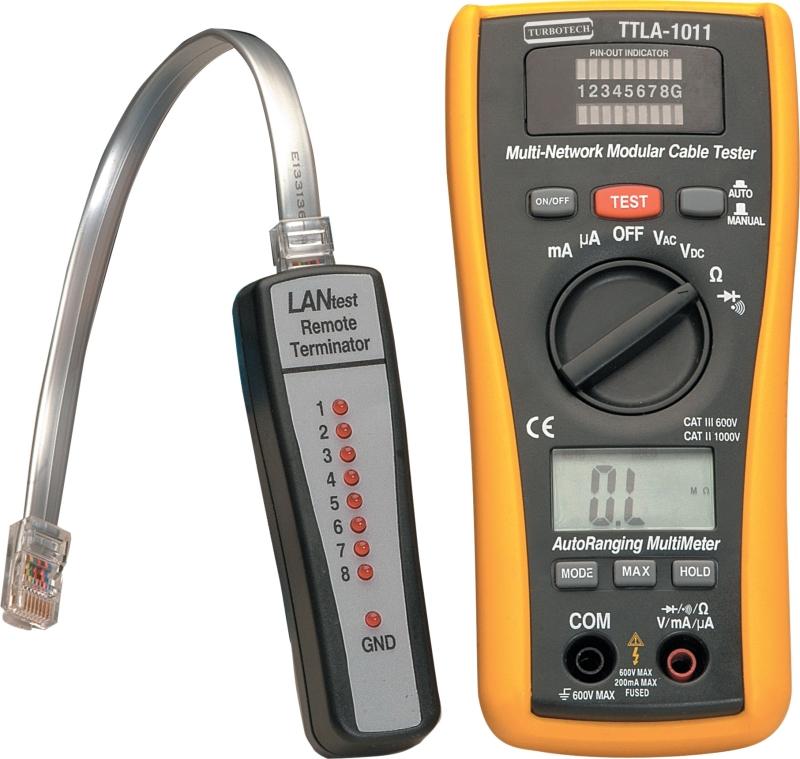 Multimètre et testeur LAN - 2000 points - Connecteur LAN et 3 fiches RJ45 - TURTTLA1011_0