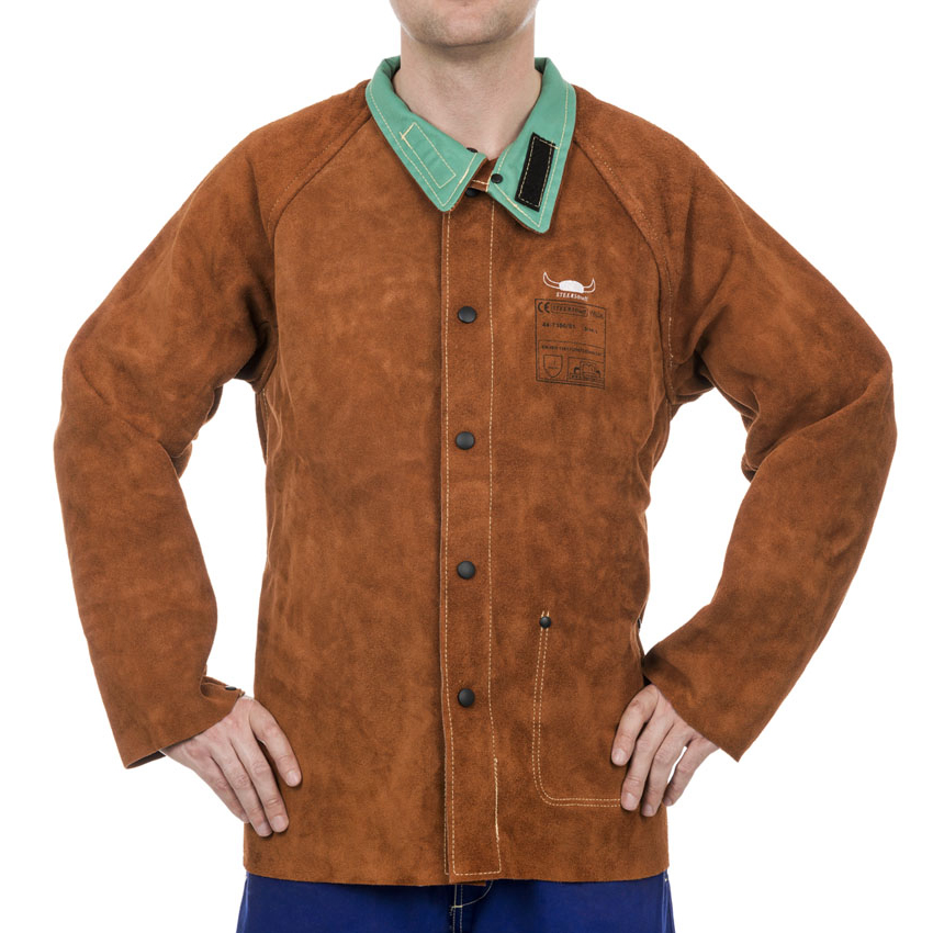 Veste de soudeur en cuir croûte de bovin - dos proban ignifugé - PCVC10 - Weldas_0
