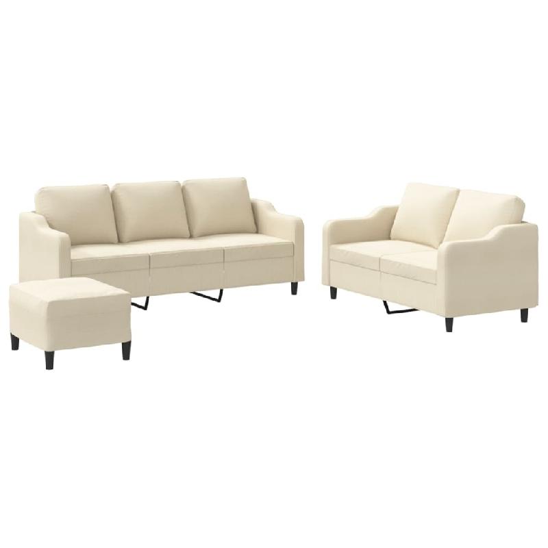 VidaXL Ensemble de canapés 3 pcs avec coussins Crème Tissu Modèle Helios Concept Plus - 3201844_0