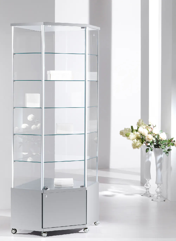 Vitrine d'angle profilés aluminium 70-mava - gris clair_0