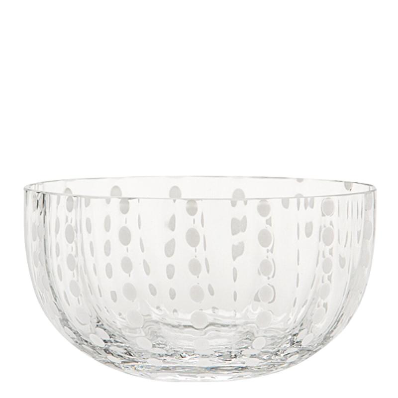 Zafferano Grand Bol Perle En Verre Transparent Artisanal, Design Élégant Pour La Table, Réalisation Manuelle En Pâte De Verre De Qualité Supérie_0