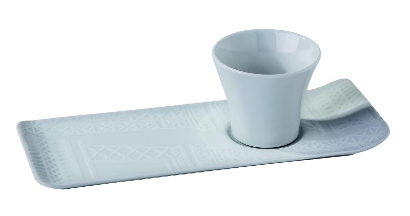TASSE ET SOUS-TASSE À CAFÉ BLANC PORCELAINE 8 CL 22,2 CM VILLE DE PARIS PILLIVUYT