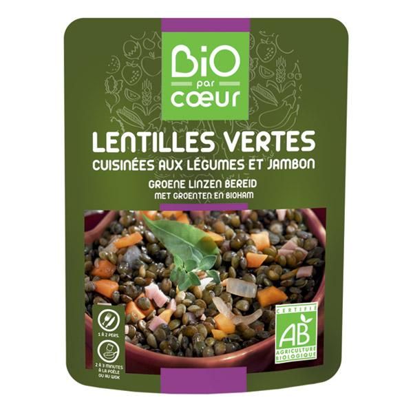 BIO PAR COEUR LENTILLES VERTES CUISINÉES LÉGUMES JAMBON BIO 250G PLATS CUISINÉS BIO