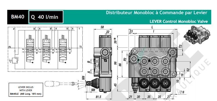 Bm40218 - distributeur hydraulique - perée - monobloc q 40 l/min_0