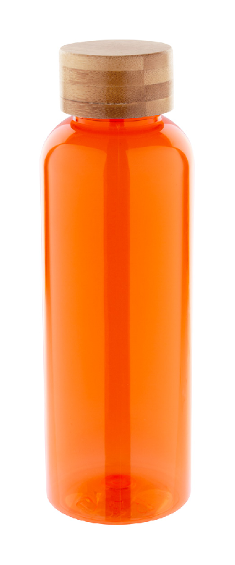 Bouteille en RPET - 500 ml - Couvercle en bambou - Sans BPA - Couleur orange_0
