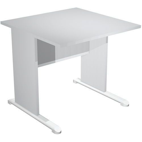 BUREAU DROIT AVEC PIEDS L FAST - 80 CM - GRIS - GRIS/ALU