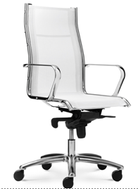 Chaise Trendy - Assise et dossier en résille polyester - Mécanisme basculant décentré - Accotoirs et piétement en aluminium poli_0