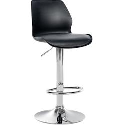 Décoshop26 - Tabouret de bar x1 avec repose-pieds hauteur réglable pivotant en PVC noir et métal 10_0004904 - noir 3000252351506_0