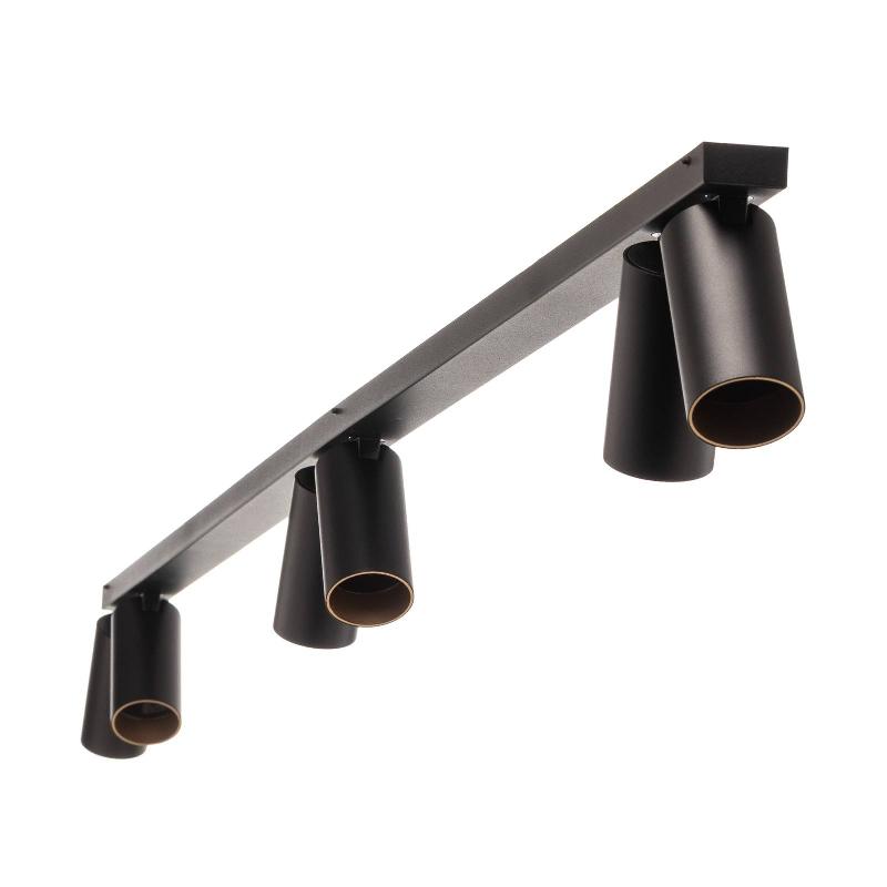 EULUNA SPOT POUR PLAFOND MONO VI NOIR/DORÉ, À 6 LAMPES