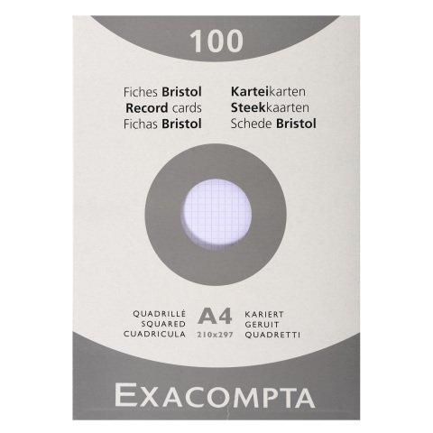 FICHE BRISTOL 210 X 297 MM QUADRILLÉE 5 X 5 BLANCHE NON PERFORÉE EXACOMPTA - BOÎTE DE 100