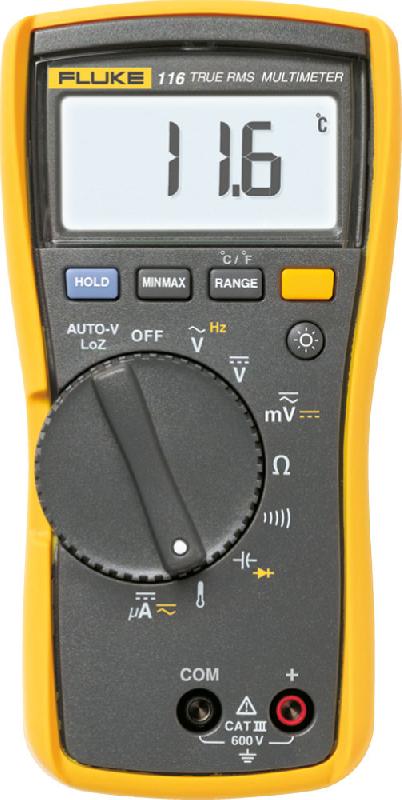 FL116 - Multimètre numérique portable TRMS AC avec mesure de température et µA - Idéal pour HVAC_0