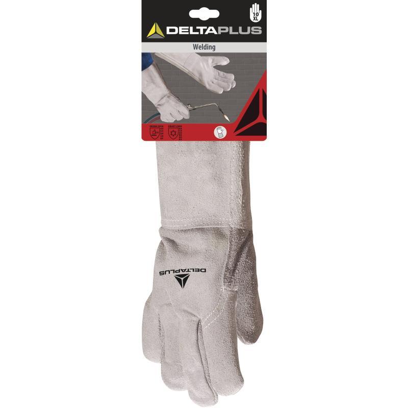 Gant soudeur croûte bovin - manchette 15 cm - DPTC715 - protection thermique, 35 cm, épaisseur 1,2 à 1,4 mm_0