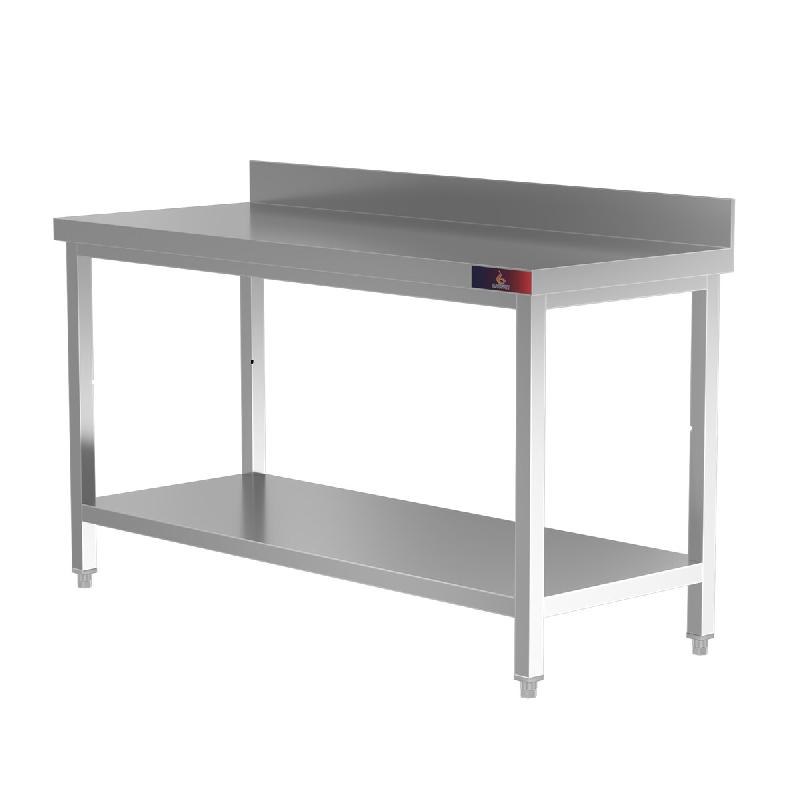 Gasfrit – Table de travail industrielle murale en acier inoxydable avec 1 étagère 600 x 600 x 850 + 100 mm - inox gf84_0