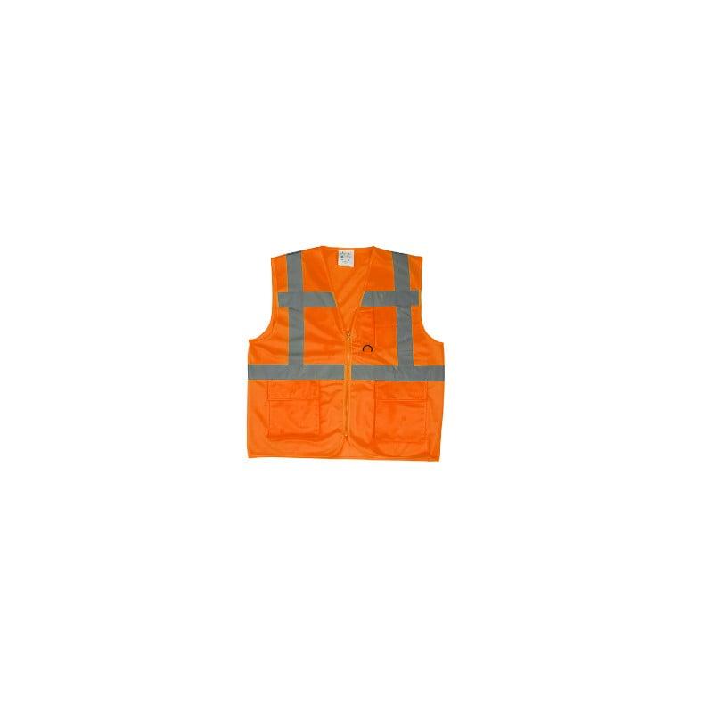 Gilet de sécurité - YARD - 100% PES - zippé, multipoches, 4 bandes (sous cavalier) - Orange HV - COVERGUARD | 7YGMO_0