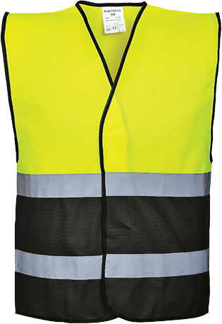Gilet HV bicolore jaune et noir C484 - L/XL - Certifié CE - Bande réfléchissante - Très léger_0