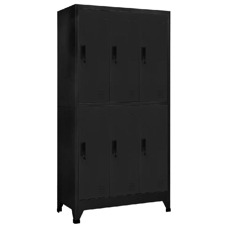 Helloshop26 - Armoire à casiers moderne 90 x 45 x 180 cm avec grands compartiments verrouillables en acier noir 02_0047011 - noir acier 3000234545091_0