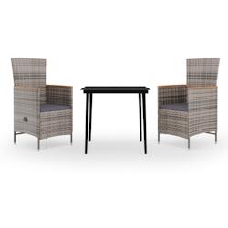 Helloshop26 - Ensemble de salle à manger de jardin meuble extérieur avec coussins 3 pièces gris 02_0014132 - 3000130871539_0