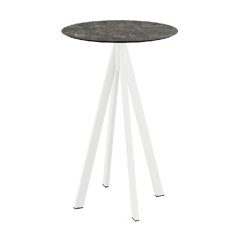 Infinity mange-debout avec piètement blanc + plateau HPL Galaxy Marble Ø70 cm_0