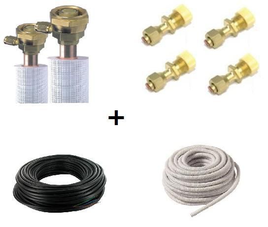 KIT 10 METRES : LIAISON FRIGORIFIQUE PRECHARGEE + CABLE INTER-UNITE + CONDENSAT + 4 ADAPTATEURS PA