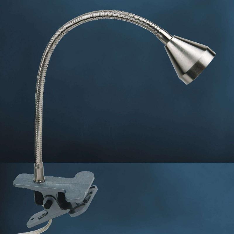 BUSCH LAMPE À PINCE LED MINI, BRAS FLEXIBLE, NICKEL, 3.000K