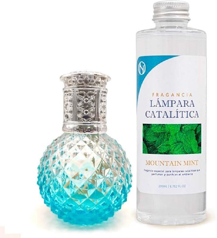 MamaManuela Pack Lampe catalytique Blue Diamonds + Aroma Mountain Mint Fragrance 500ml. Elimine les mauvaises odeurs, parfume et nettoie - 39-DXVU-AEM_0