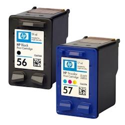 Pack de 2 cartouches d'encre authentiques HP 56/57 Noir et couleurs - programme SECOND - multicolore 3701352378195_0