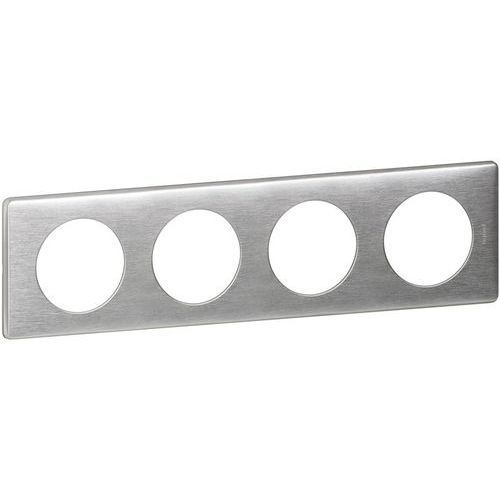 PLAQUE CÉLIANE 4 POSTES FINITION ALUMINIUM ANODISÉ - LEGRAND