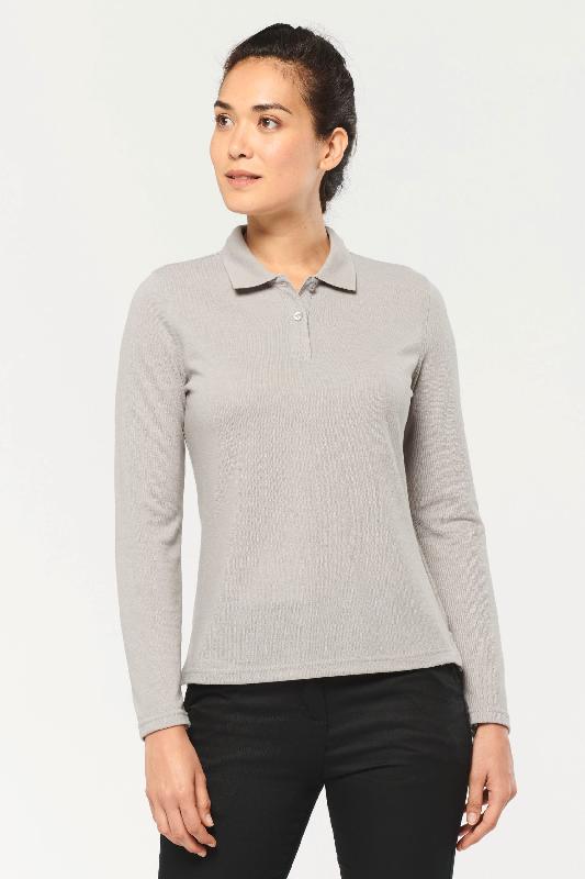 Polo manches longues femme WK277 - polyester et coton peigné - antibactérien et antiboulochage - lavable à 60°C_0