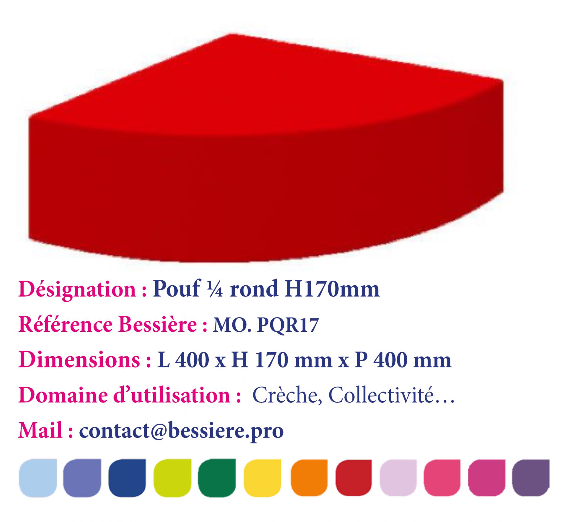Pouf ¼ rond - tissu enduit PVC - densité 30kg/m3 - 3 hauteurs disponibles_0