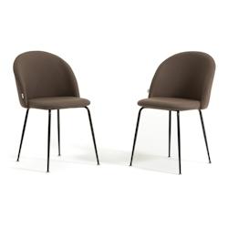 RATTATAN Lot de 2 chaises d’intérieur en similicuir, pieds en métal, design élégant pour cuisine, salle à manger, bar et restaurant –Sara–C_0