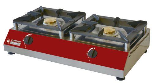 Réchaud de table gaz - 2 feux vifs - Diamond - 760x400xh200 mm - 8600 kcal/h_0