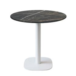 Restootab - Table Ø70cm - modèle Round pied blanc marbre tamas - noir fonte 3760371519347_0