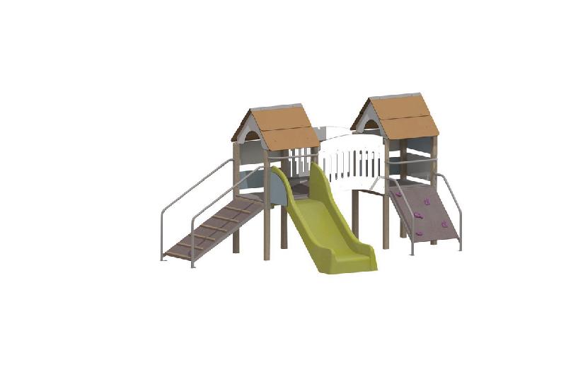 STRUCTURE FRIPOUNETTE BABY-PONT - BOIS - SCELL - POLY - ORANGE/BLEU-WIKI CAT - MANUTAN COLLECTIVITÉS