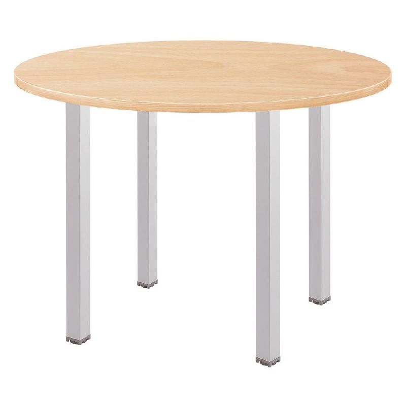 TABLE RONDE ACTUAL L. 100 X 100 CM - PLATEAU HÊTRE - 4 PIEDS CARRÉS ALUMINIUM