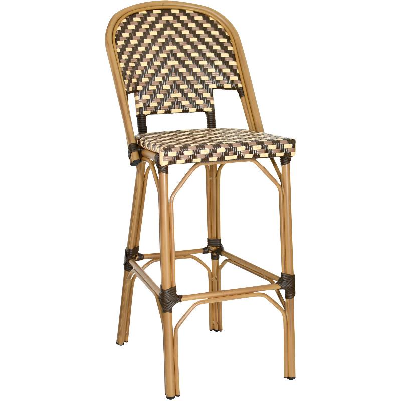 Tabouret de restaurant BENEST - aluminium rotin tressage nylon - extérieur bistrot_0