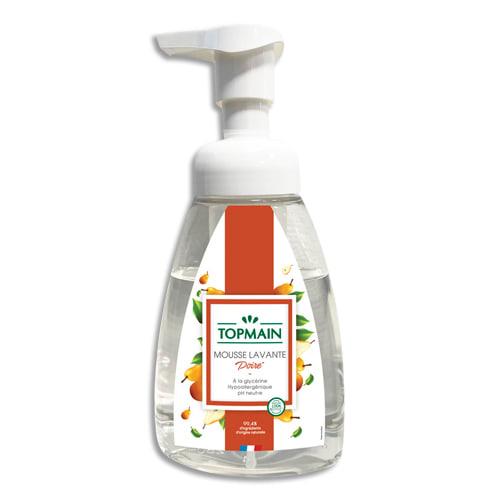 Topmain - Mousse lavante hypoallergénique pour les mains - Parfum poire - Flacon poussoir 300 ml - 97,4 % d'origine naturelle_0
