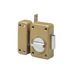 Verrou V136 à bouton acier embouti bronze 100x65 mm pêne 110 mm cylindre 45 mm Vachette - bronze acier 21475_0