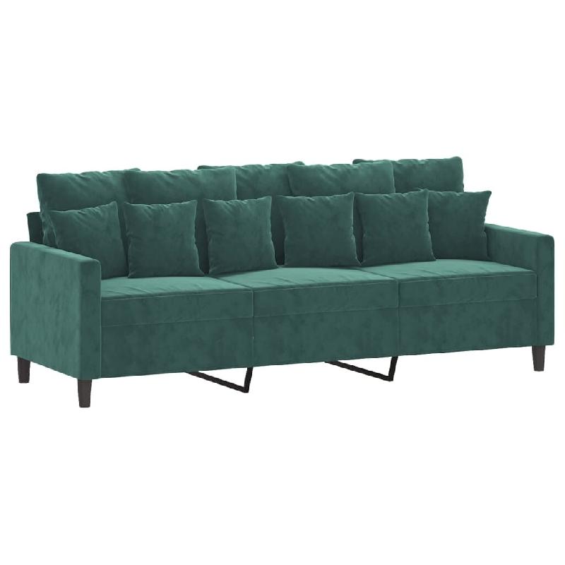 VidaXL Canapé à 3 places Vert foncé 180 cm Velours Modèle Aero Vent Élite - 359315_0