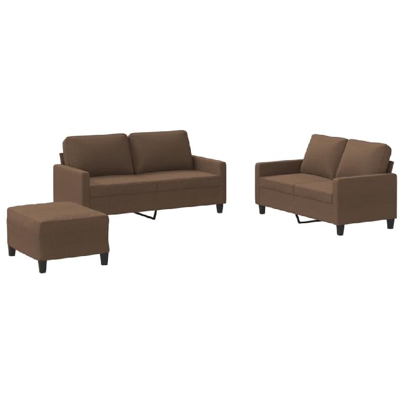 VidaXL Ensemble de canapés 3 pcs avec coussins Marron Tissu Modèle Quartz Prestige - 3201455_0