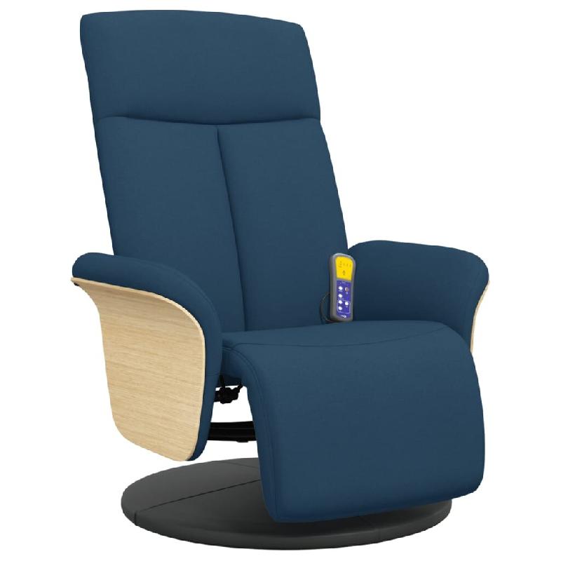 VidaXL Fauteuil inclinable de massage avec repose-pieds bleu tissu Modèle Quelora - 356540_0