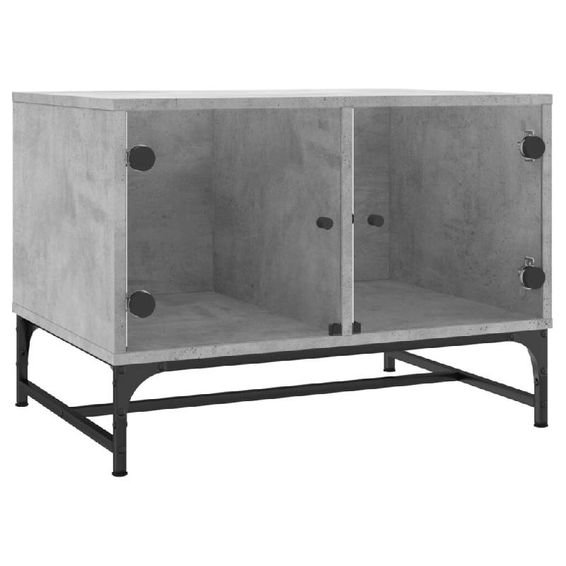 VidaXL Table basse avec portes en verre gris béton 68,5x50x50 cm Modèle Atlas Infinite Essence - 836542_0