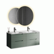 AQA Design Composition de meubles de salle de bain SOLMIRA à double vasque en MDF vert sauge L.120 P.46,5 H.190 MPSO61-SAL - vert Bois manufacturé M